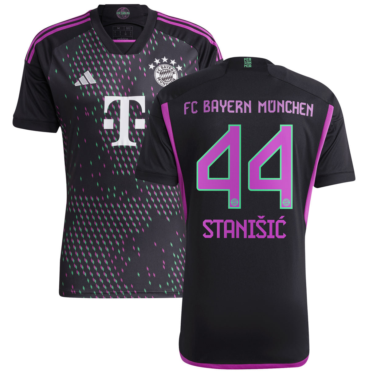 FC Bayern adidas Away Shirt 2023-24 with StaniÅ¡ic 44 printing - Kit Captain