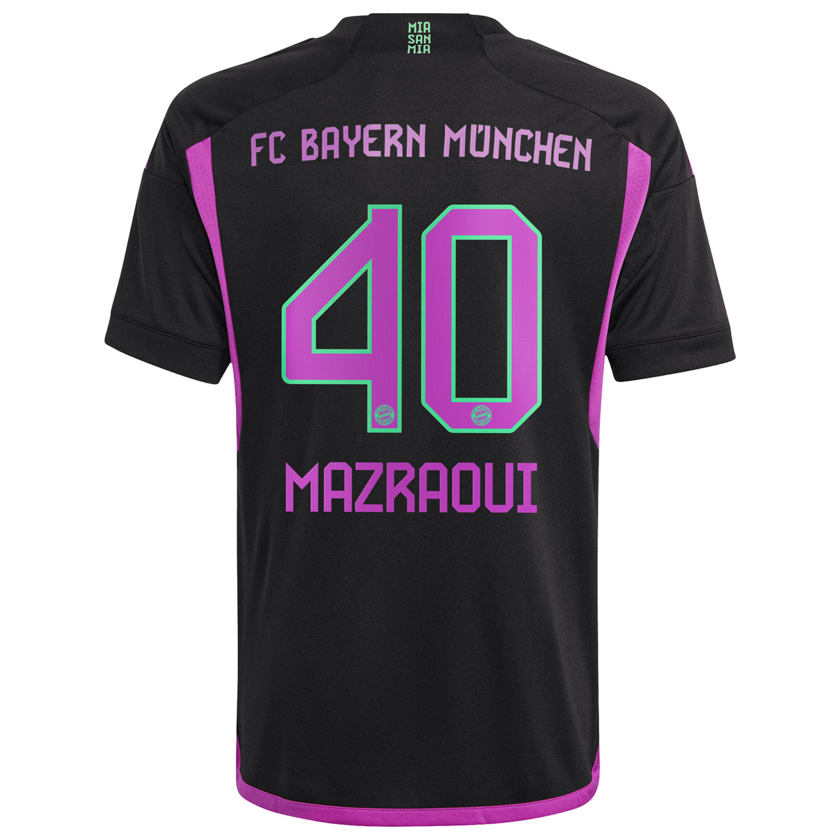 FC Bayern adidas Away Shirt 2023-24 - Kids with Mazraoui 40 printing - Kit Captain