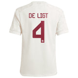 FC Bayern adidas Third Shirt 2023-24 - Kids with De Ligt 4 printing - Kit Captain