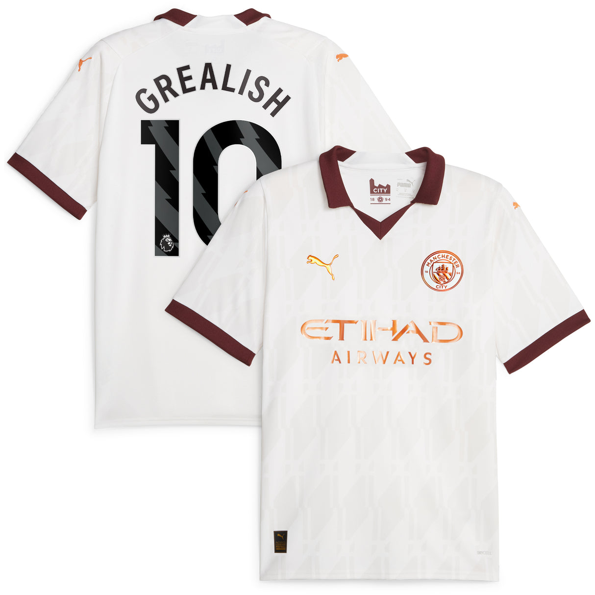 Manchester City Puma Away Shirt 2023-24 with Grealish 10 printing - Kit Captain