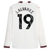 Manchester City Puma Away Shirt 2023-24 - Long Sleeve with J.Alvarez 19 printing - Kit Captain
