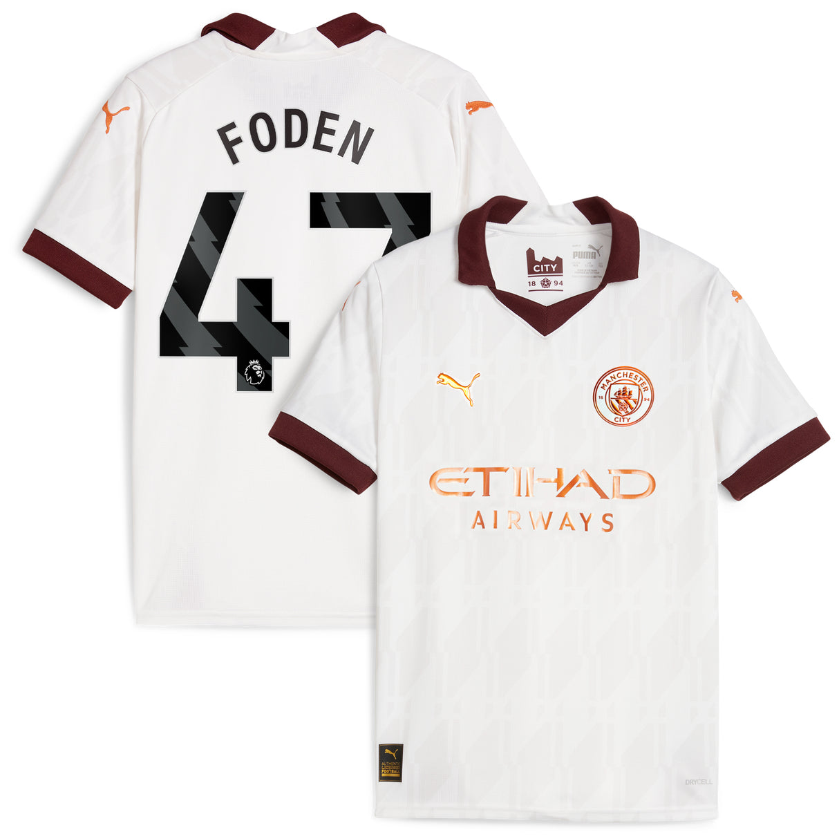 Manchester City Puma Away Shirt 2023-24 - Kids with Foden 47 printing - Kit Captain