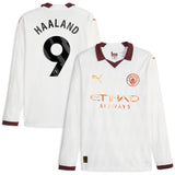 Manchester City Puma Away Shirt 2023-24 - Long Sleeve - Kids with Haaland 9 printing - Kit Captain