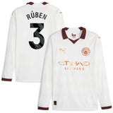 Manchester City Puma Away Shirt 2023-24 - Long Sleeve - Kids with Rúben 3 printing - Kit Captain