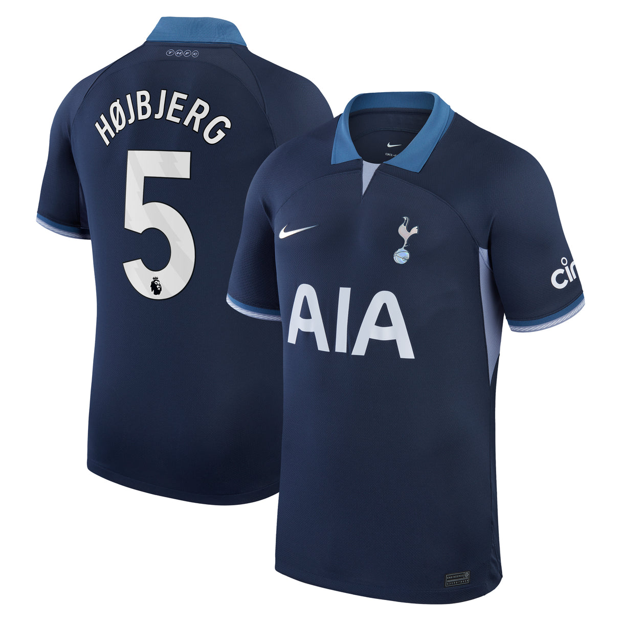Tottenham Hotspur Nike Away Stadium Shirt 2023-24 with HÃ¸jbjerg 5 printing - Kit Captain