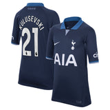 Tottenham Hotspur Nike Away Stadium Shirt 2023-24 - Kids with Kulusevski 21 printing - Kit Captain