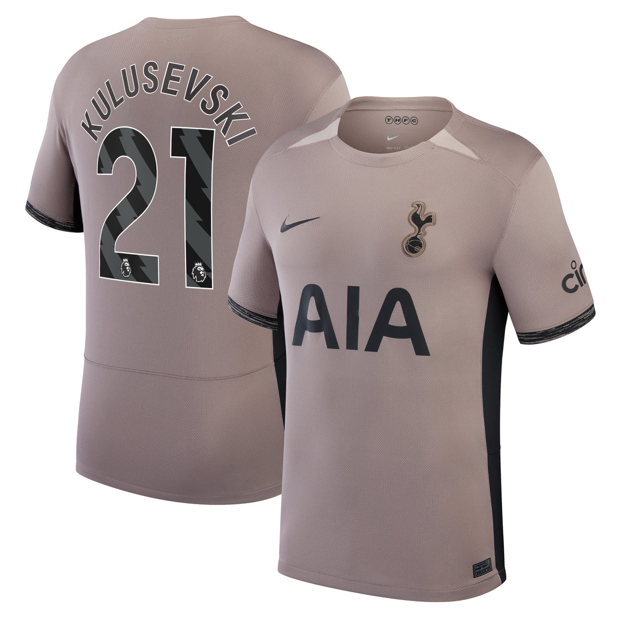 Tottenham Hotspur Nike Third Stadium Shirt 2023-24 - Kids with Kulusevski 21 printing - Kit Captain