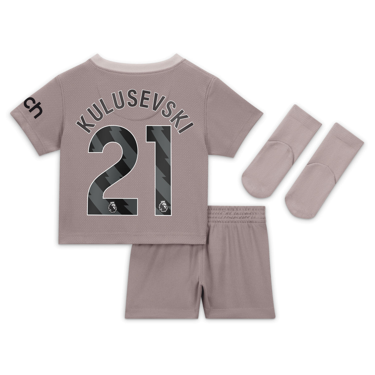 Tottenham Hotspur Nike Third Stadium Kit 2023-24 - Infant with Kulusevski 21 printing - Kit Captain