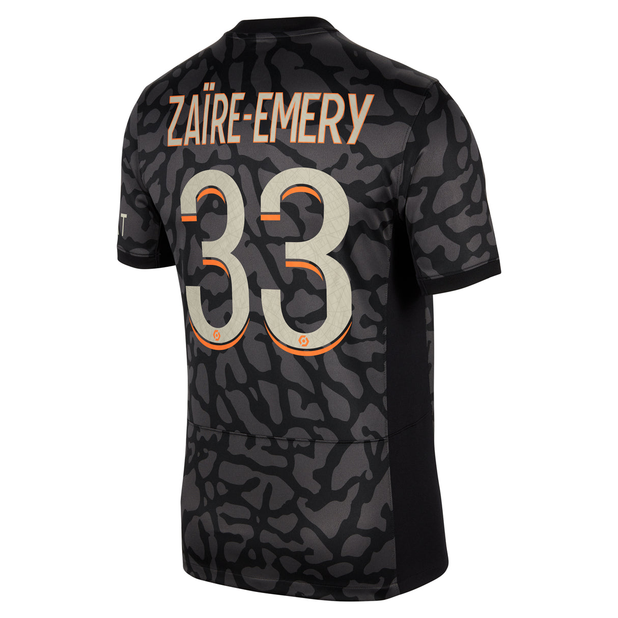 PSG x Jordan Third Stadium Shirt 2023-24 with Zaïre-Emery 33 printing - Kit Captain