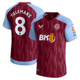 Aston Villa Castore Home Pro Shirt 2023-24 with Tielemans 8 printing - Kit Captain