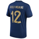 France Home Stadium Shirt 2022 - Randal Kolo Muani 12 - Kit Captain