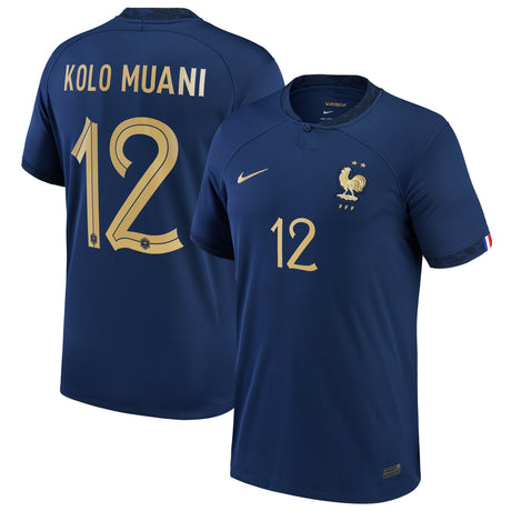 France Home Stadium Shirt 2022 - Randal Kolo Muani 12 - Kit Captain