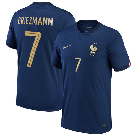 France Home Stadium Shirt 2022 - Kids - Antoine Griezmann 7 - Kit Captain