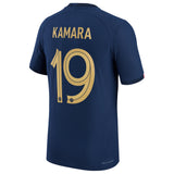 France Home Match Shirt 2022 with Kamara 19 printing - Kit Captain