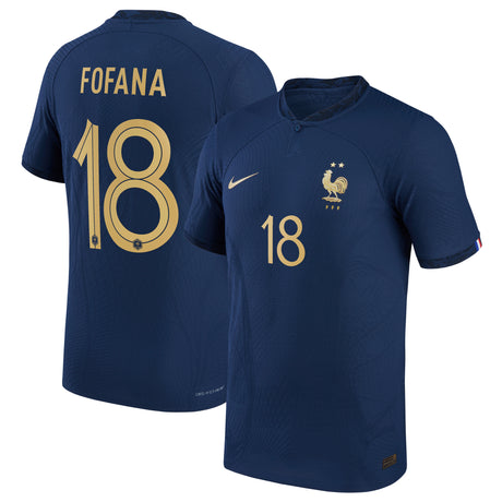 France Home Match Shirt 2022 with Fofana 18 printing - Kit Captain