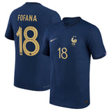 France Home Match Shirt 2022 with Fofana 18 printing - Kit Captain