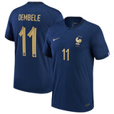 France Home Stadium Shirt 2022 - Ousmane Dembélé 11 - Kit Captain