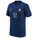 France Home Stadium Shirt 2022 - Kids - Randal Kolo Muani 12 - Kit Captain