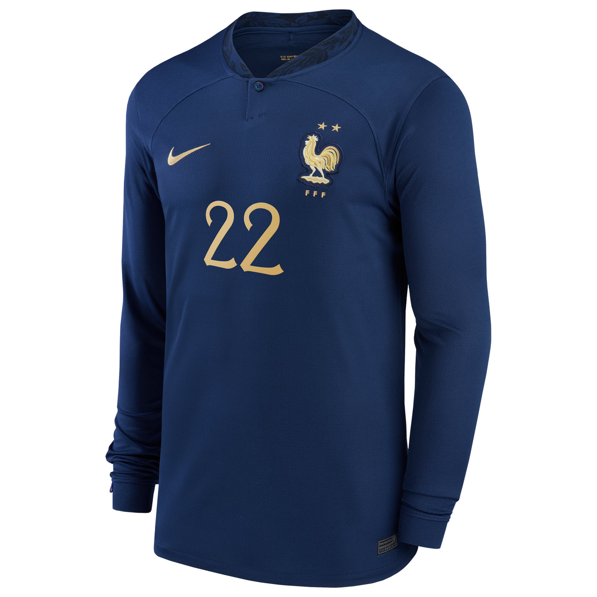 France Home Stadium Shirt Long Sleeve 2022 - Kids - Theo Hernández 22 - Kit Captain