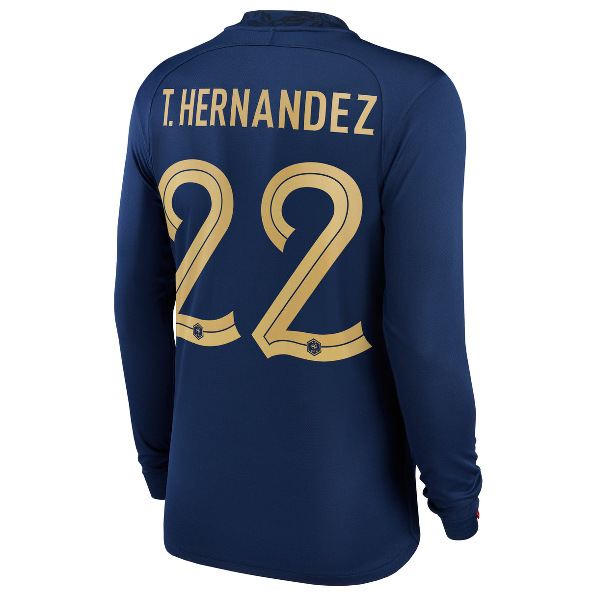 France Home Stadium Shirt Long Sleeve 2022 - Kids - Theo Hernández 22 - Kit Captain