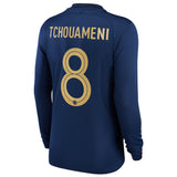 France Home Stadium Shirt Long Sleeve 2022 - Kids - Aurélien Tchouameni 8 - Kit Captain