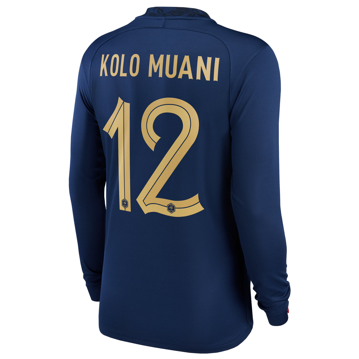 France Home Stadium Shirt Long Sleeve 2022 - Kids - Randal Kolo Muani 12 - Kit Captain