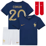 France Home Stadium Kit 2022 - Infants - Kingsley Coman 20 - Kit Captain