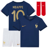 France Home Stadium Kit 2022 - Infants - Kylian Mbappé 10 - Kit Captain