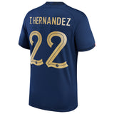 France Home Stadium Shirt 2022 - Kids - Theo Hernández 22 - Kit Captain