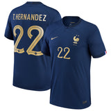 France Home Stadium Shirt 2022 - Theo Hernández 22 - Kit Captain