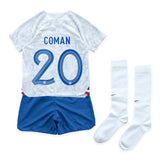 France Away Stadium Kit 2022 - Little Kids - Kingsley Coman 20 - Kit Captain