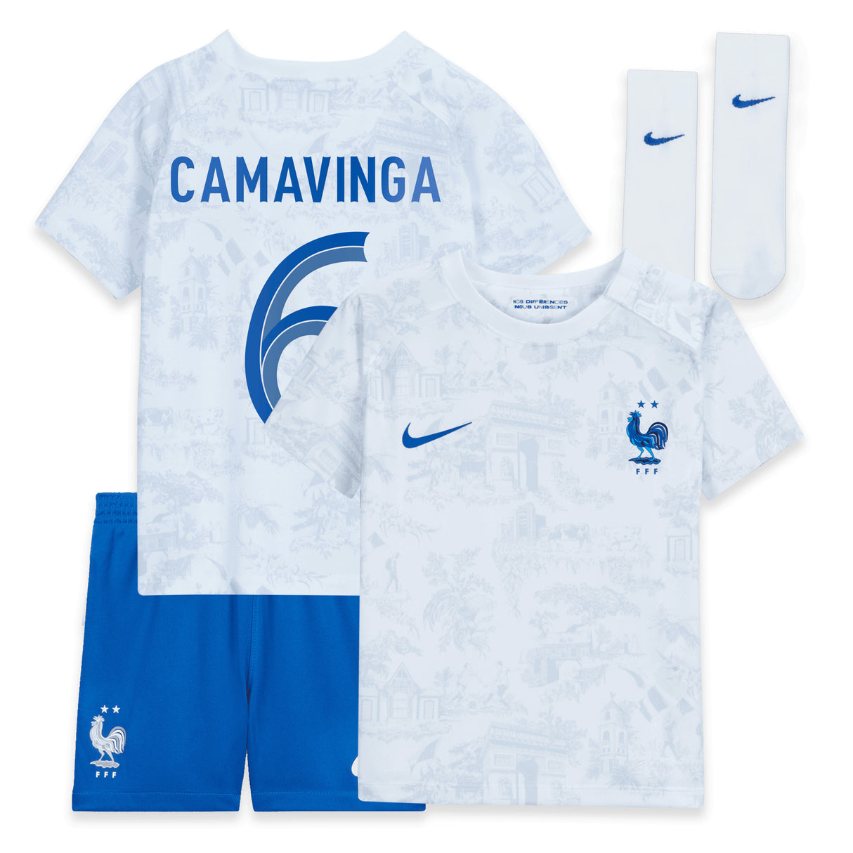 France Away Stadium Kit 2022 - Infant with Camavinga 6 printing - Kit Captain