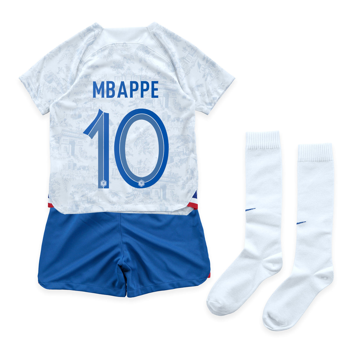 France Away Stadium Kit 2022 - Little Kids - Kylian Mbappé 10 - Kit Captain