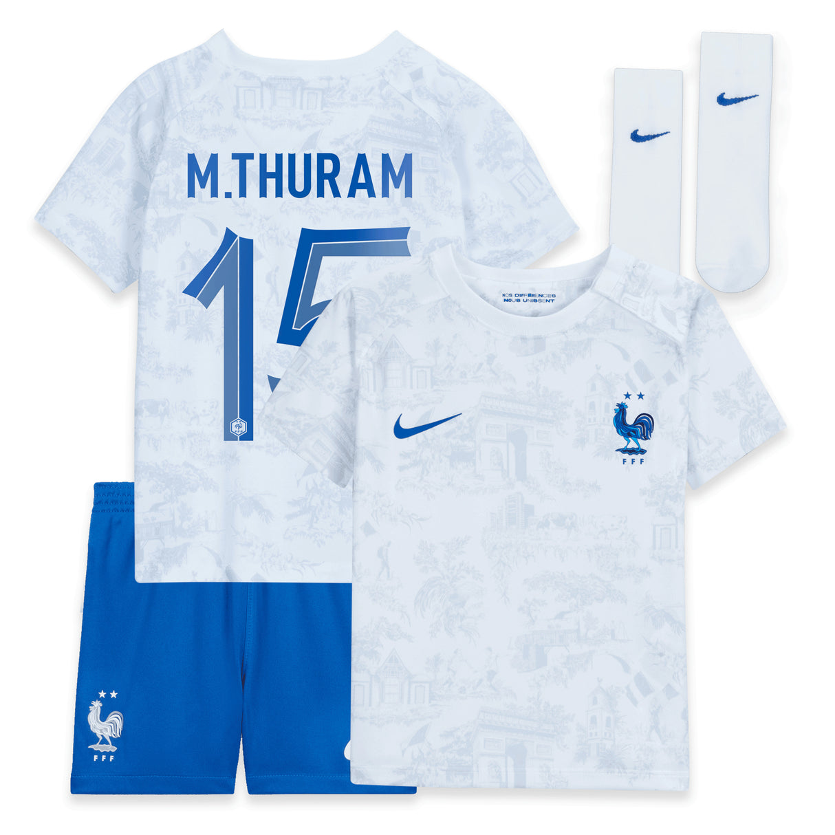 France Away Stadium Kit 2022 - Infants - Marcus Thuram 15 - Kit Captain