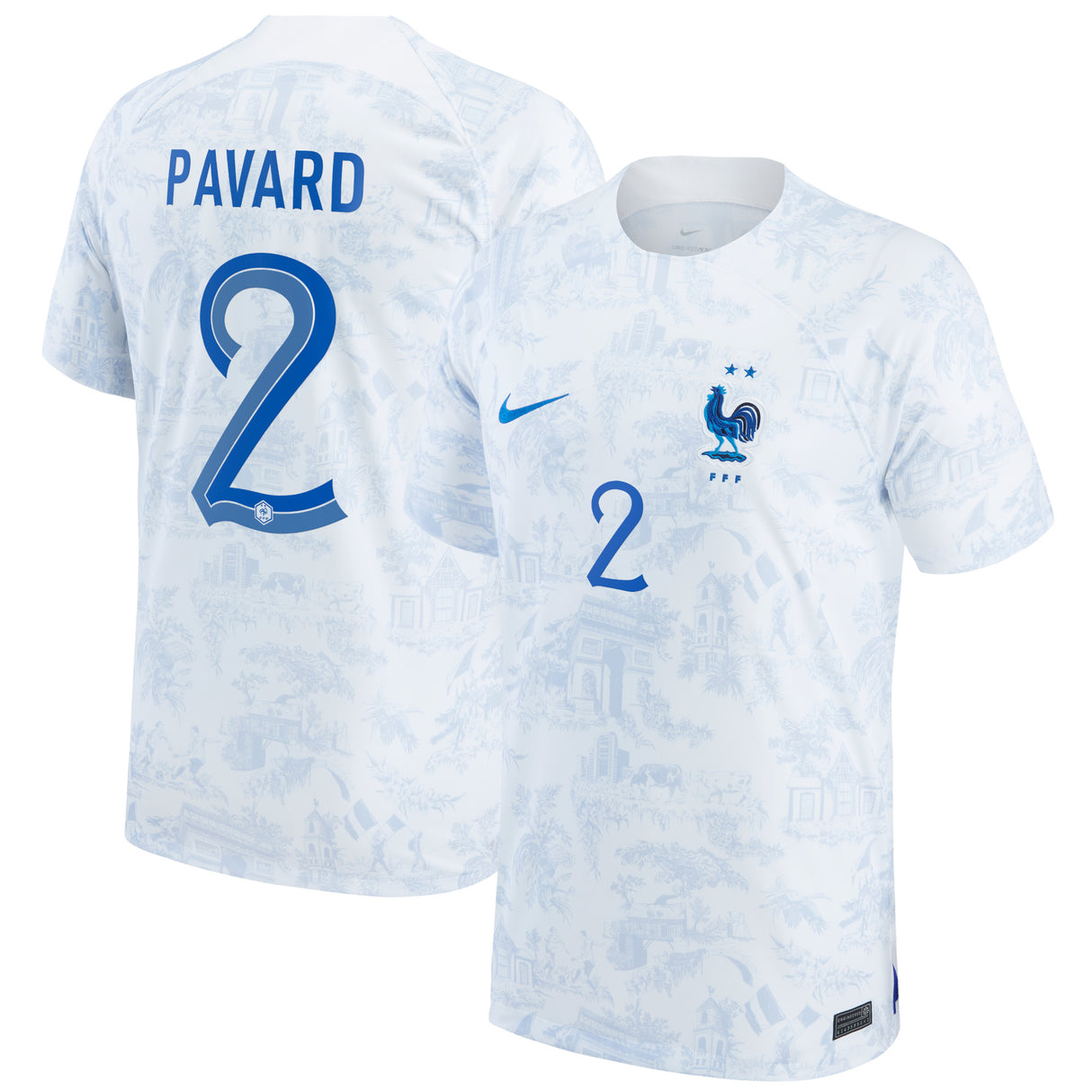 France Away Stadium Shirt 2022 - Benjamin Pavard 2 - Kit Captain