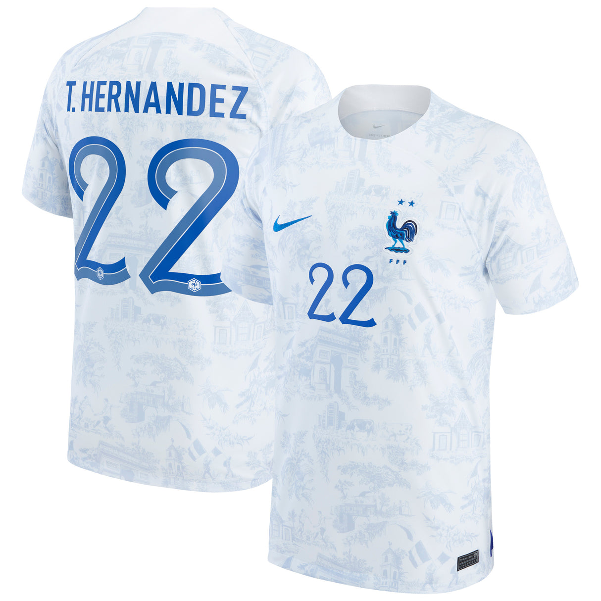 France Away Stadium Shirt 2022 - Theo Hernández 22 - Kit Captain