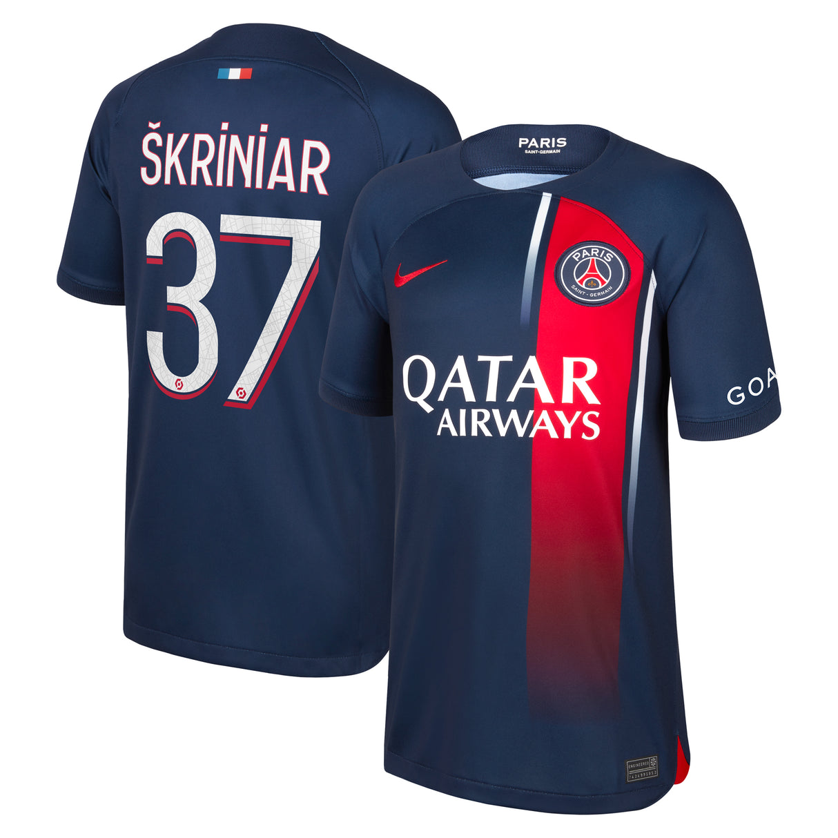 Paris Saint-Germain Nike Home Stadium Shirt 2023-24 - Kids with Škriniar 37 printing - Kit Captain