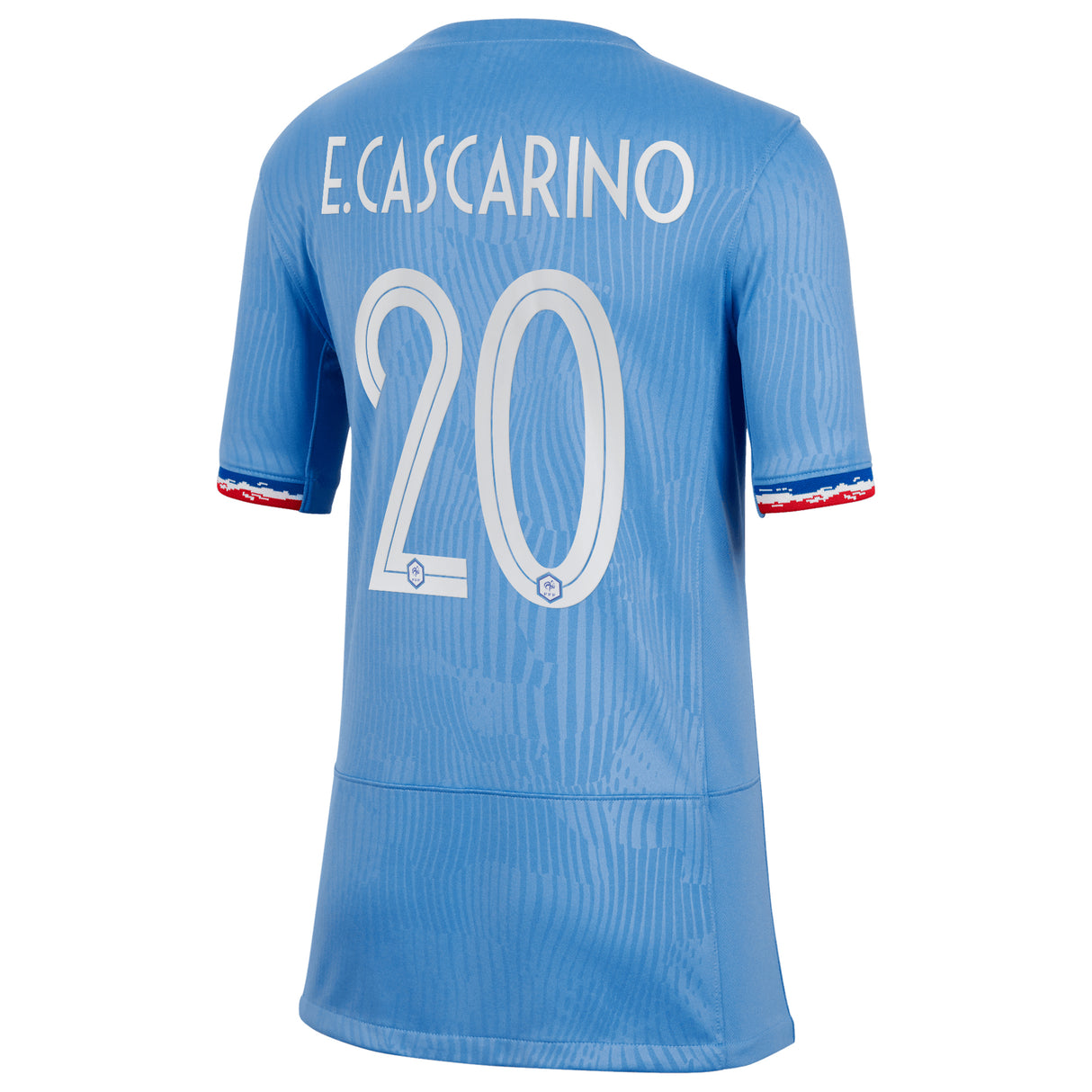 France Women Nike Home Stadium Shirt 2023-24 - Kids with E.Cascarino 20 printing - Kit Captain