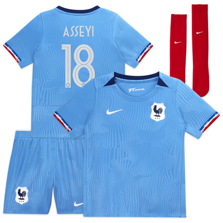 France Women Nike Home Stadium Kit 2023-24 - Little Kids with Asseyi 18 printing - Kit Captain