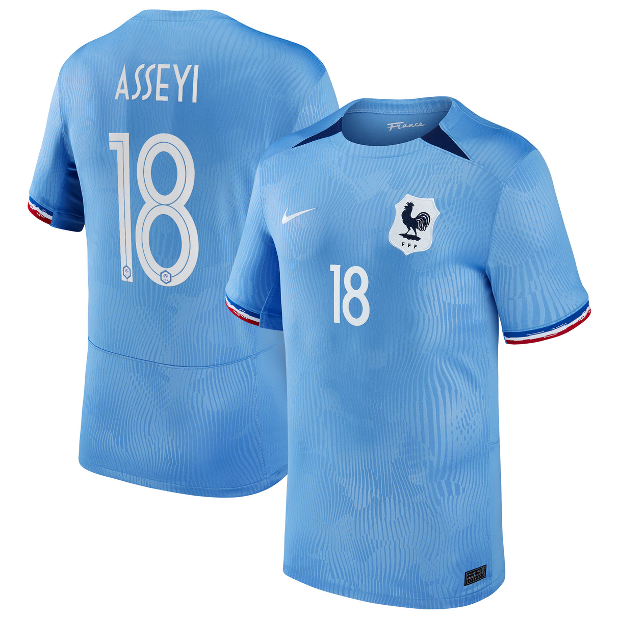 France Women Nike Home Stadium Shirt 2023-24 - Mens with Asseyi 18 printing - Kit Captain