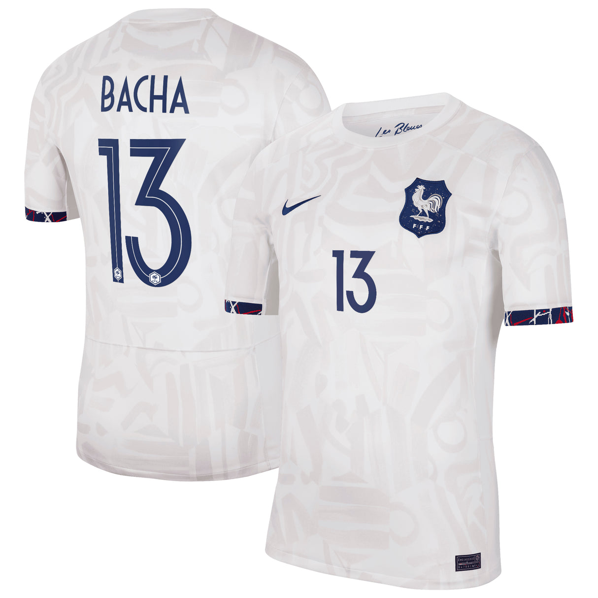 France Women Nike Away Stadium Shirt 2023-24 - Mens with Bacha 13 printing - Kit Captain