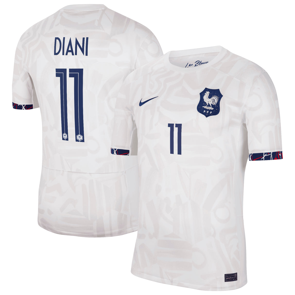 France Women Nike Away Stadium Shirt 2023-24 - Mens with Diani 11 printing - Kit Captain