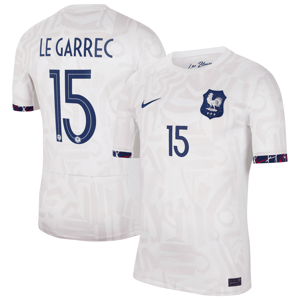 France Women Nike Away Stadium Shirt 2023-24 - Mens with Le Garrec 15 printing - Kit Captain