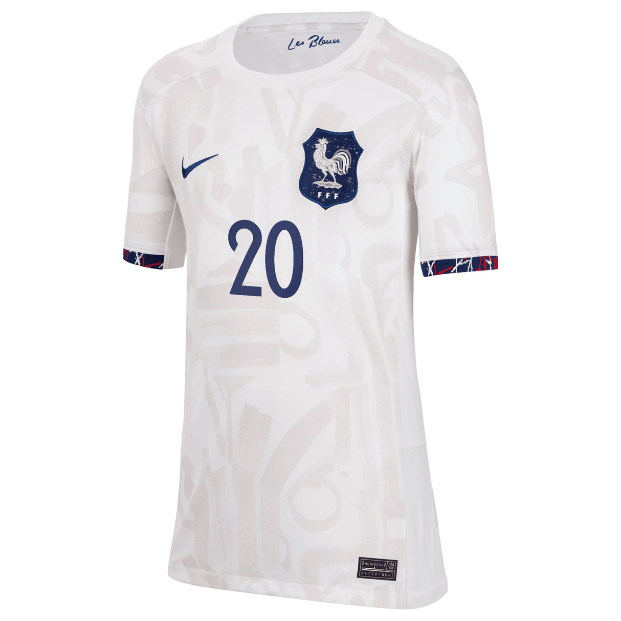 France Women Nike Away Stadium Shirt 2023-24 - Kids with E.Cascarino 20 printing - Kit Captain