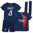 Paris Saint-Germain Nike Home Stadium Kit 2023-24 - Little Kids with Ugarte 4 printing - Kit Captain