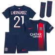 Paris Saint-Germain Nike Home Stadium Kit 2023-24 - Infant with L.Hernández 21 printing - Kit Captain