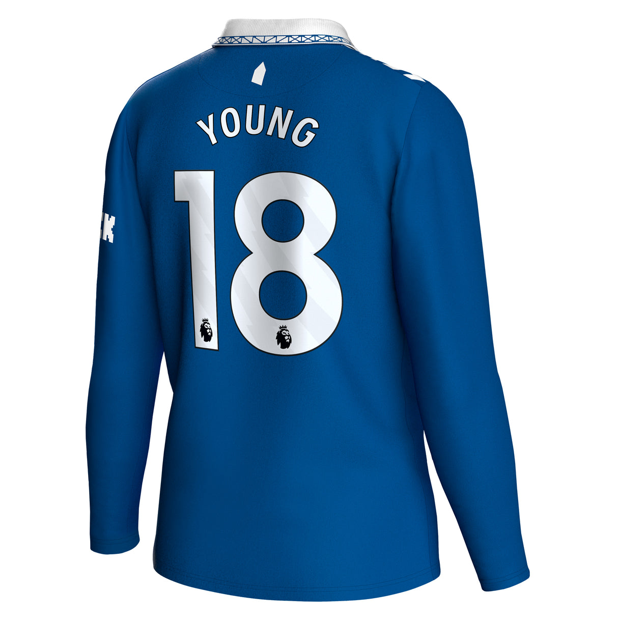 Everton Hummel Home Shirt 2023-24 - Long Sleeve - With Young 18 Printing - Kit Captain