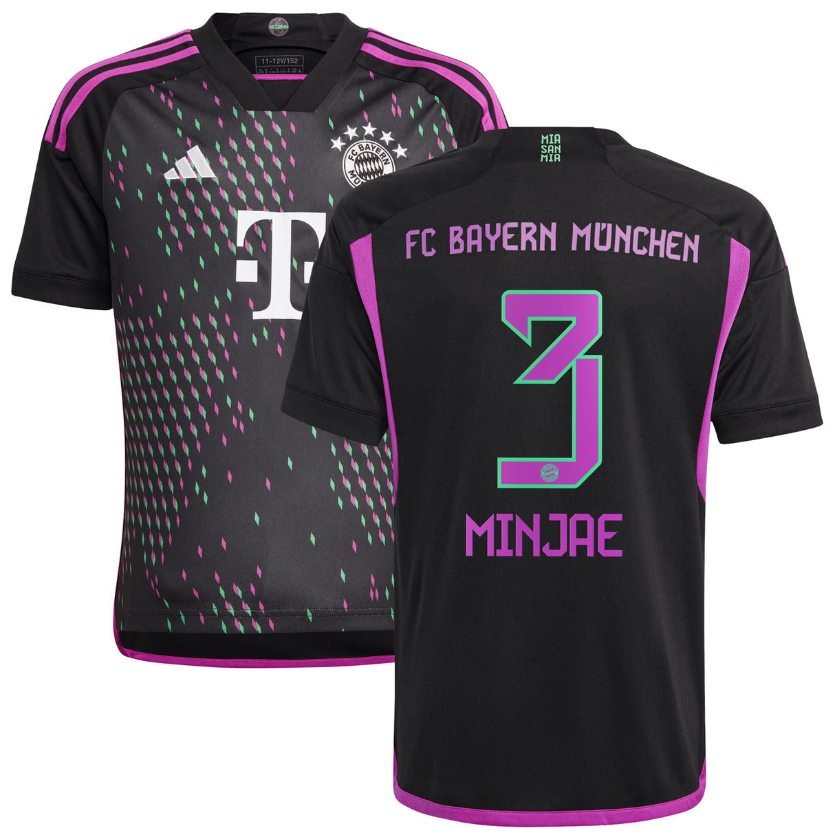 FC Bayern adidas Away Shirt 2023-24 - Kids - With Minjae 3 Printing - Kit Captain