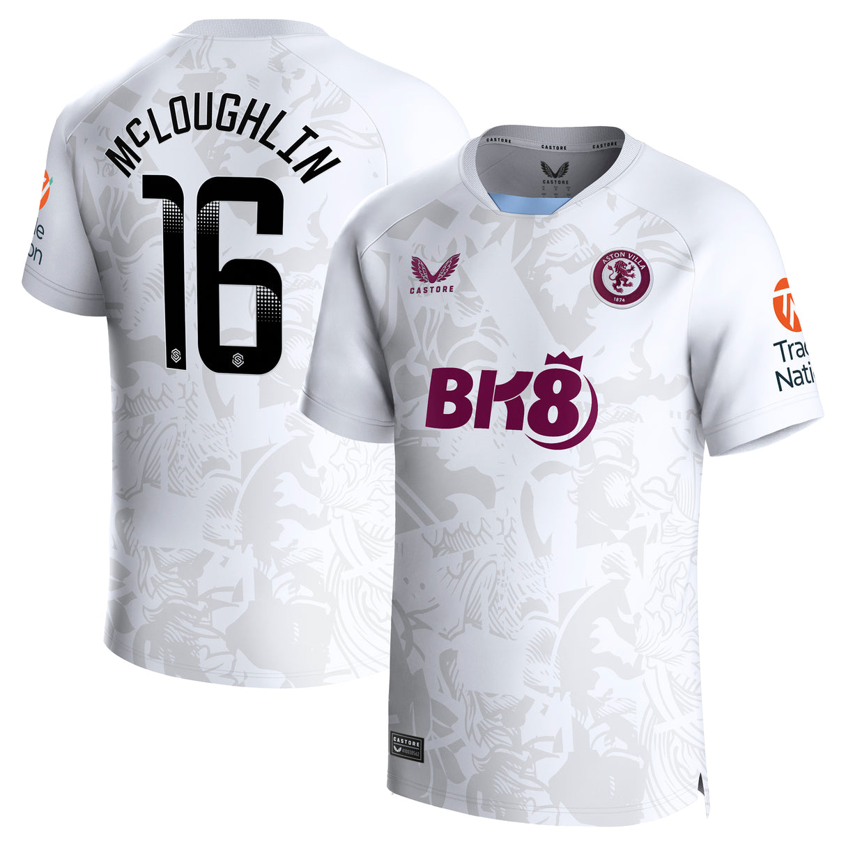 Aston Villa WSL Castore Away Shirt 2023-24 with McLoughlin 16 printing - Kit Captain