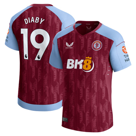 Aston Villa Castore Home Shirt 2023-24 with Diaby 19 printing - Kit Captain